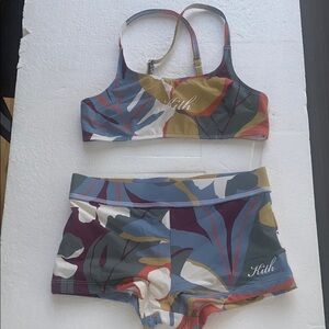Girls Kith Colorful Leaf Print Bikini Set